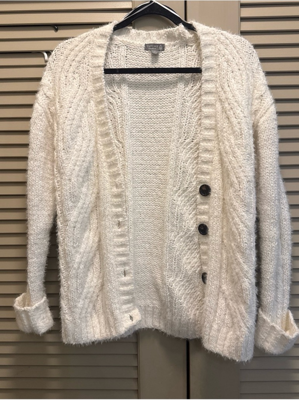 Cozy Ivory Cable Button-Front Cardigan Sweater